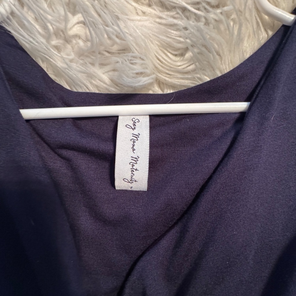 NEW Sweetheart Maternity Dress with Long Sleeves - Navy - Picture 3 of 4